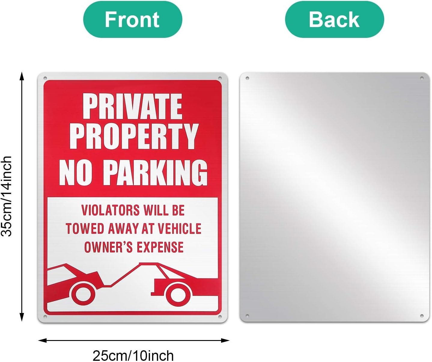 1 Pcs No Parking Sign, 14 x 10 Inches Reflective Private Property Sign Violat…