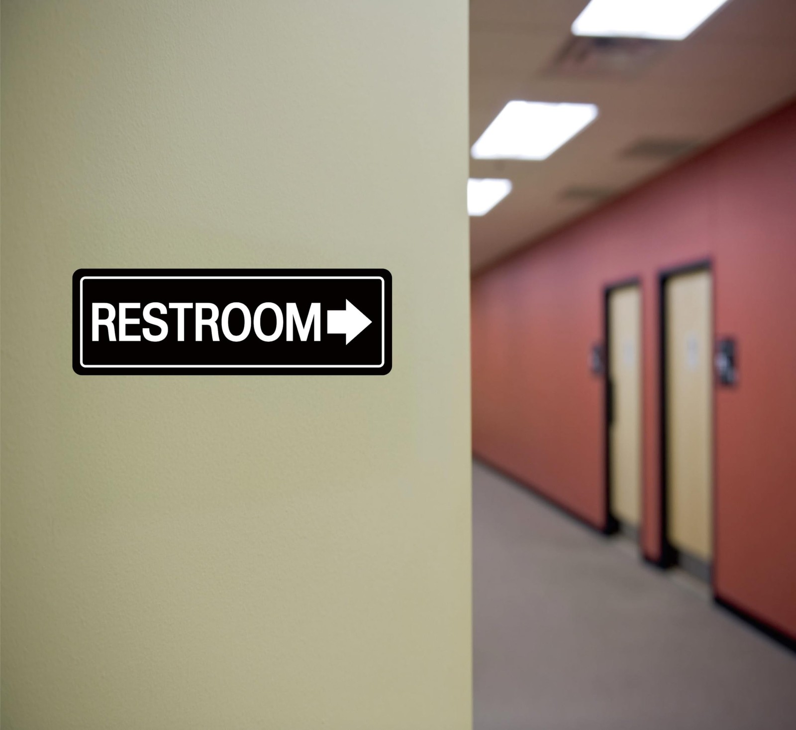 Restroom Sign with Arrow – Commercial Restroom Sign with Right Arrow, Made of…