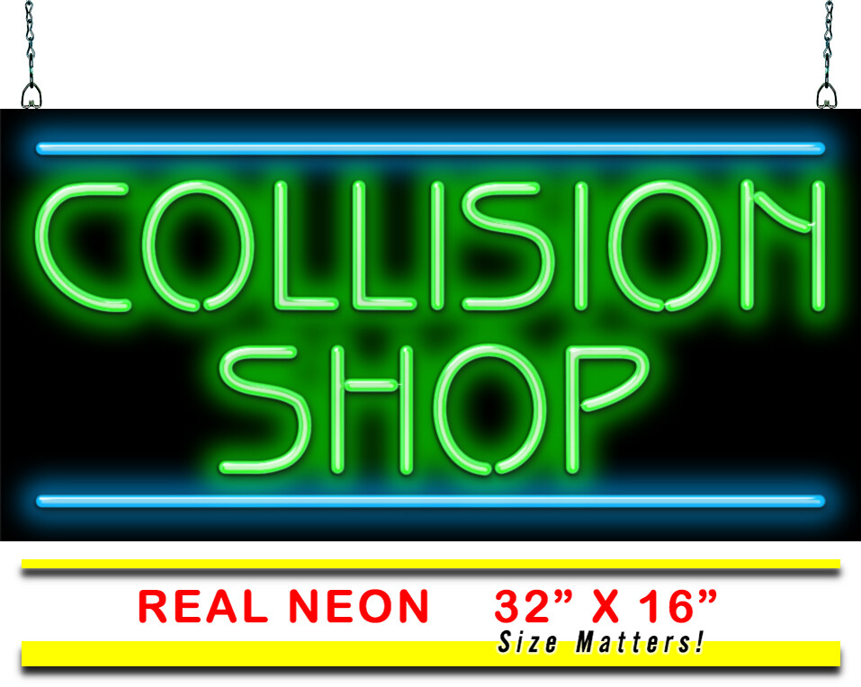 Collision Shop Neon Sign Jantec 32&Prime; x 16&Prime; Auto Garage Damage Fix Vehicle