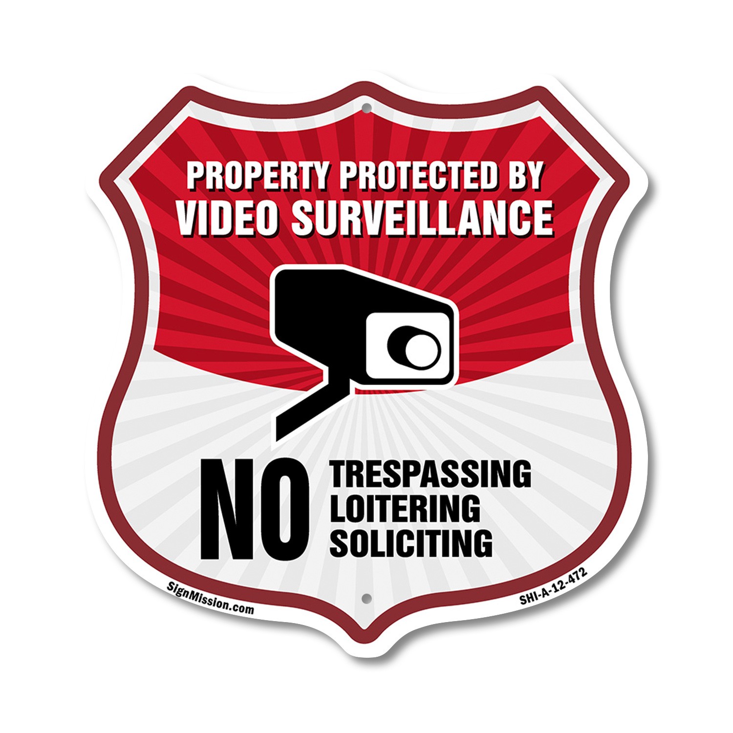Video Surveillance Shield Sign Property Protected By Video S Shield Shaped Sign