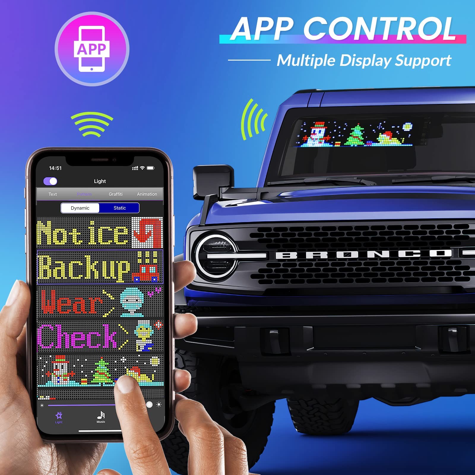 USB LED Sign 5V, Bluetooth App Control, Custom Text Display for Car, Store, P…