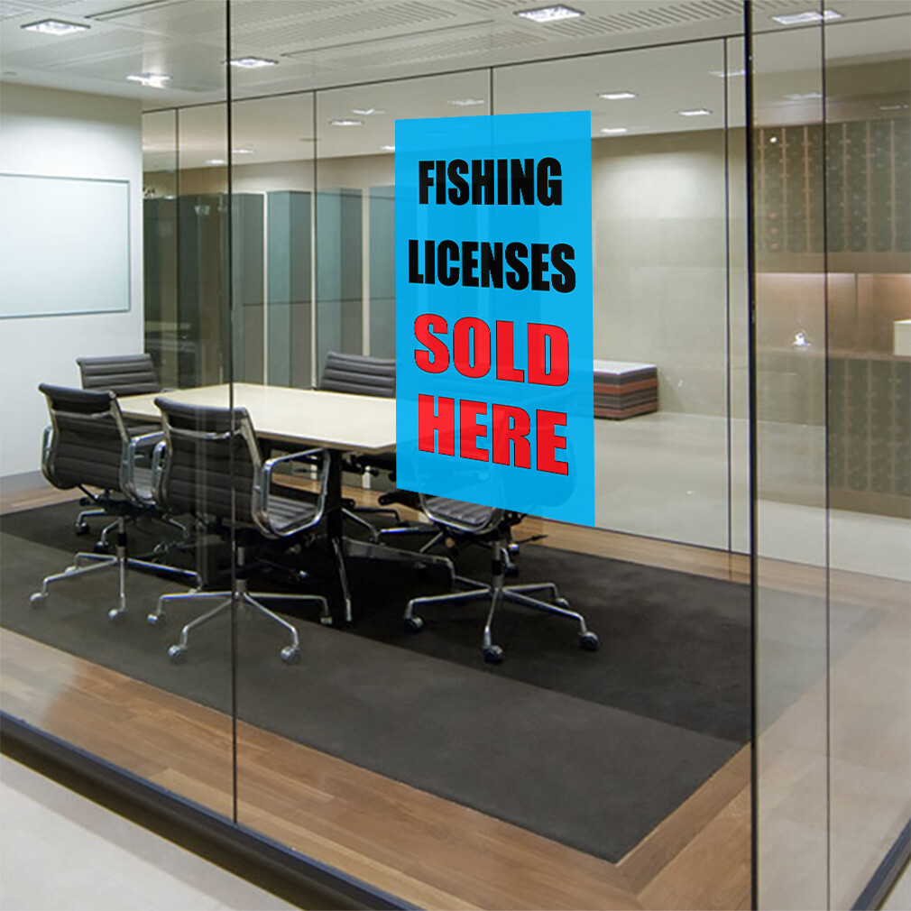 Door Decals Vertical Vinyl Stickers Fishing Licenses Sold Here Industrial Vinyl