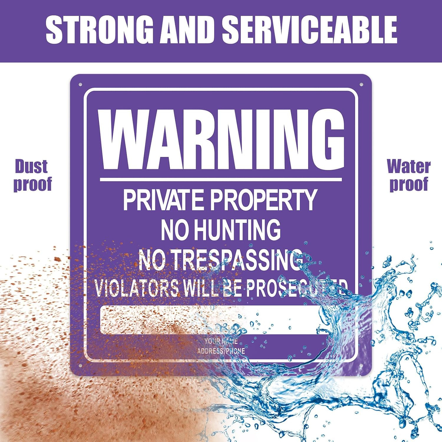 8-Pack 12&Prime;x12&Prime; Reflective No Trespassing Aluminum Signs – Outdoor Use