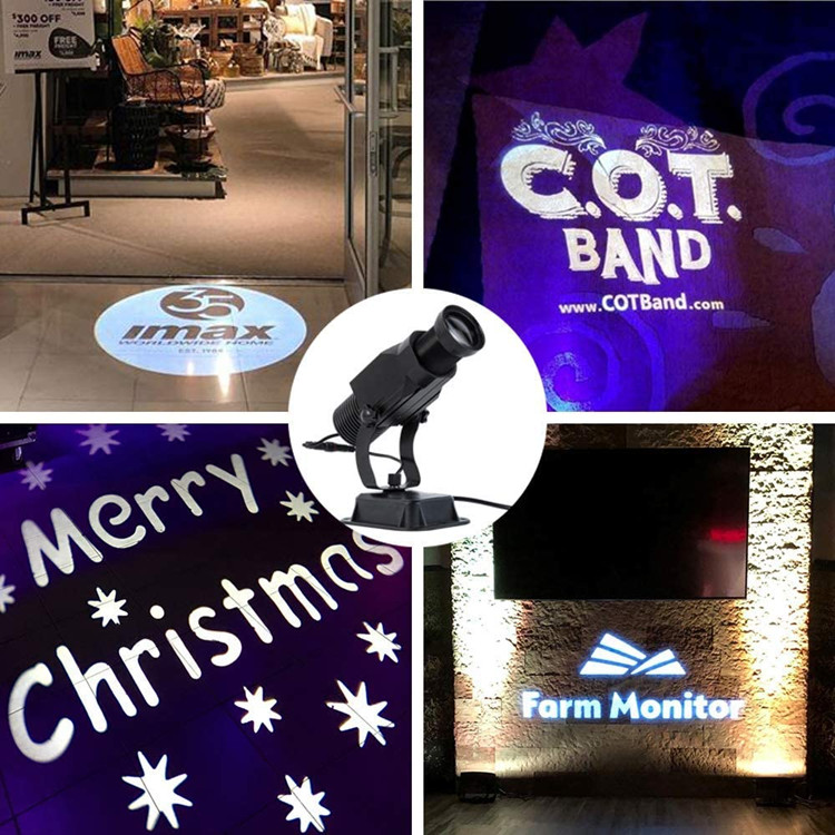 15W Indoor Outdoor LED Logo Gobo Projector Light w/ Customize Static Glass Gobo