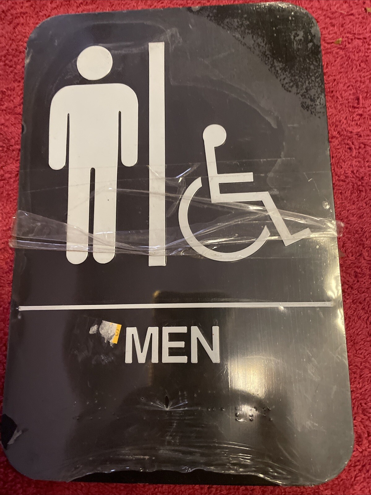 NEW Mens Restroom ADA Sign Handicap Braille Restaurant Business 9”x6” Bathroom