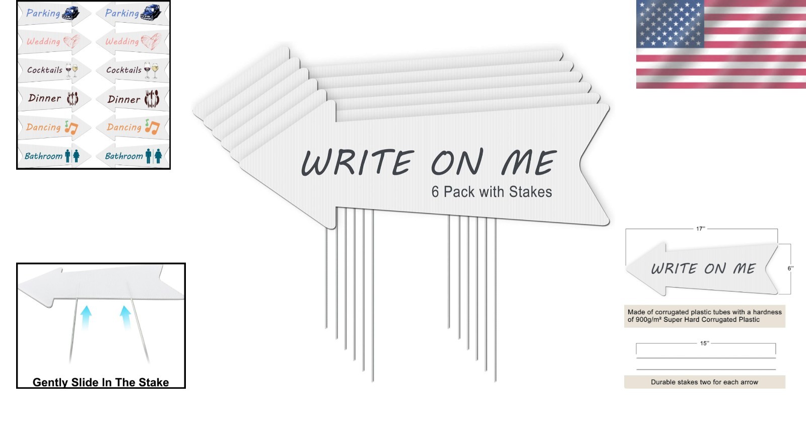 Weather-Resistant 6-Piece Arrow Signs Set – Easy DIY Wedding Directional Tools