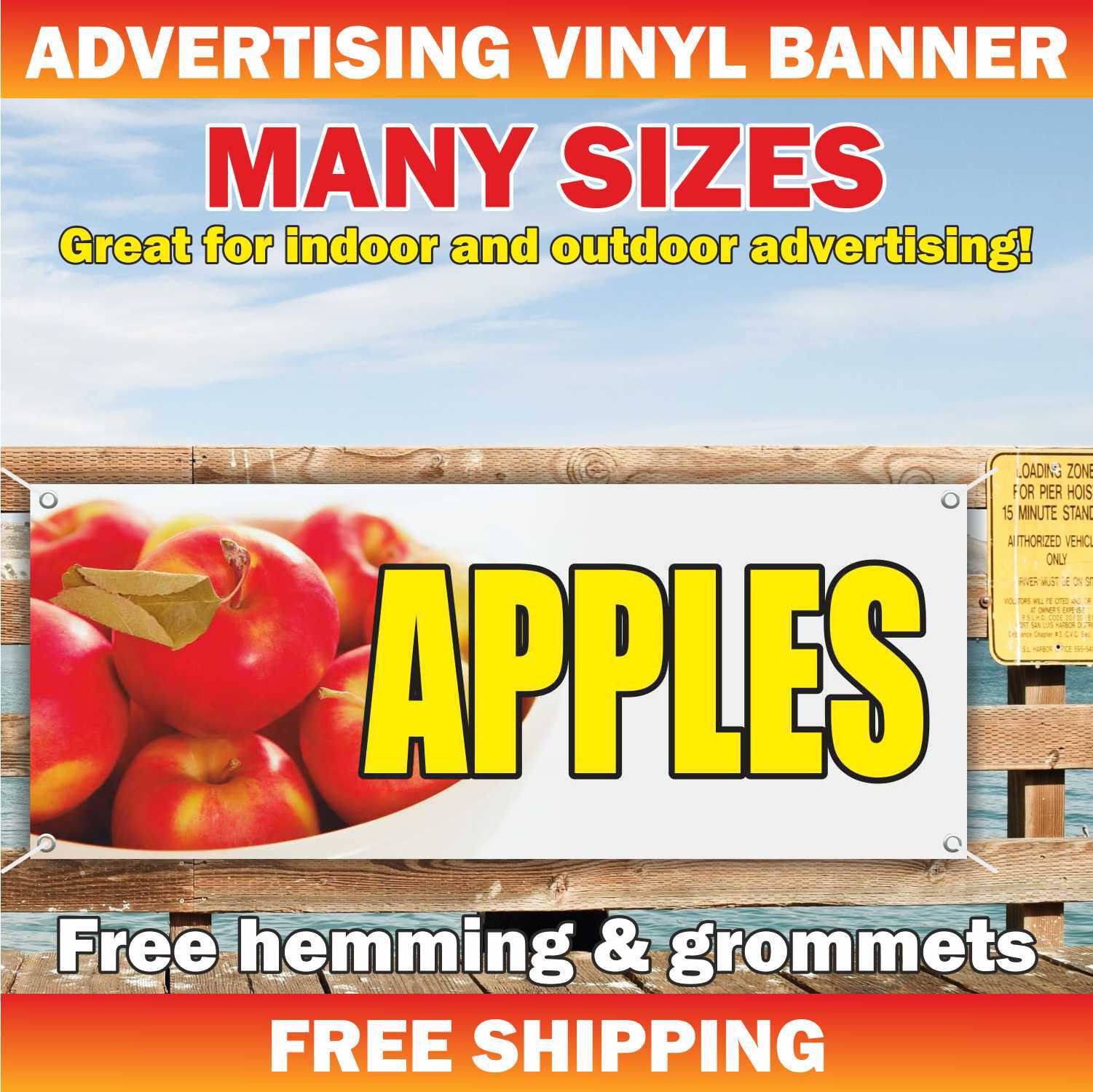 APPLE Advertising Banner Vinyl Mesh Sign fruits fresh vegetables pears bananas