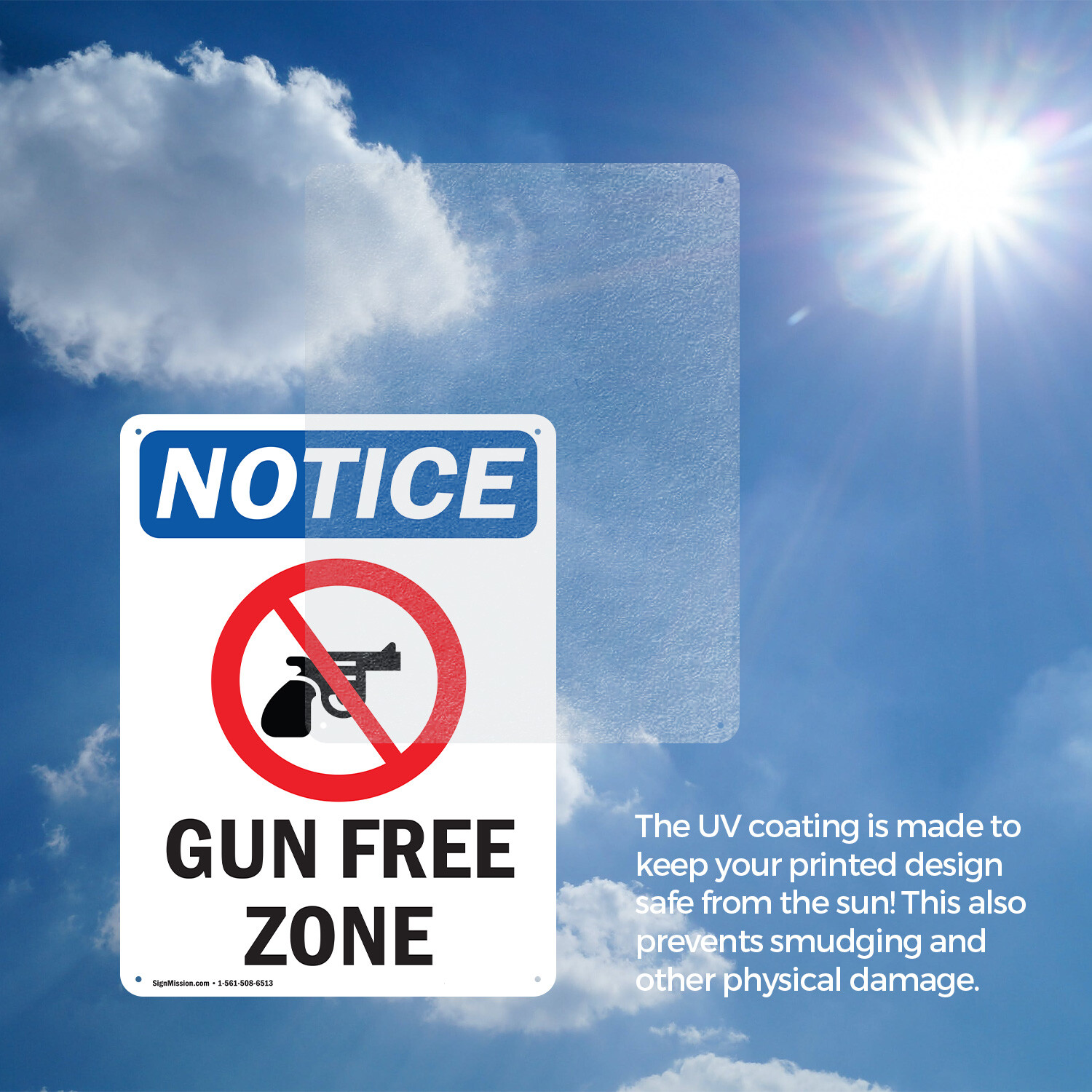 (2 Pack) Gun Free Zone OSHA Notice Sign Decal Metal Plastic