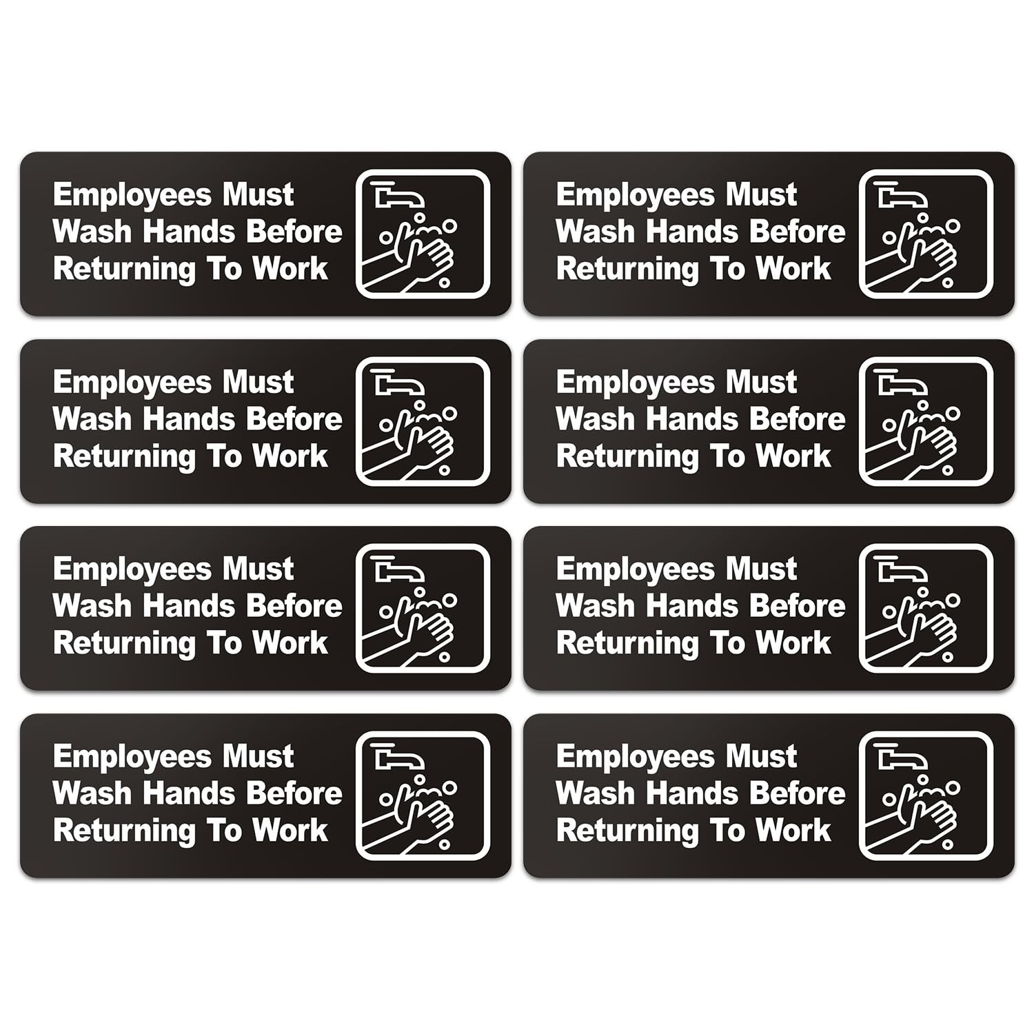 8 Pack 9×3 Inch Employees Must Wash Hands Sign Acrylic Plastic SelfAdhesive