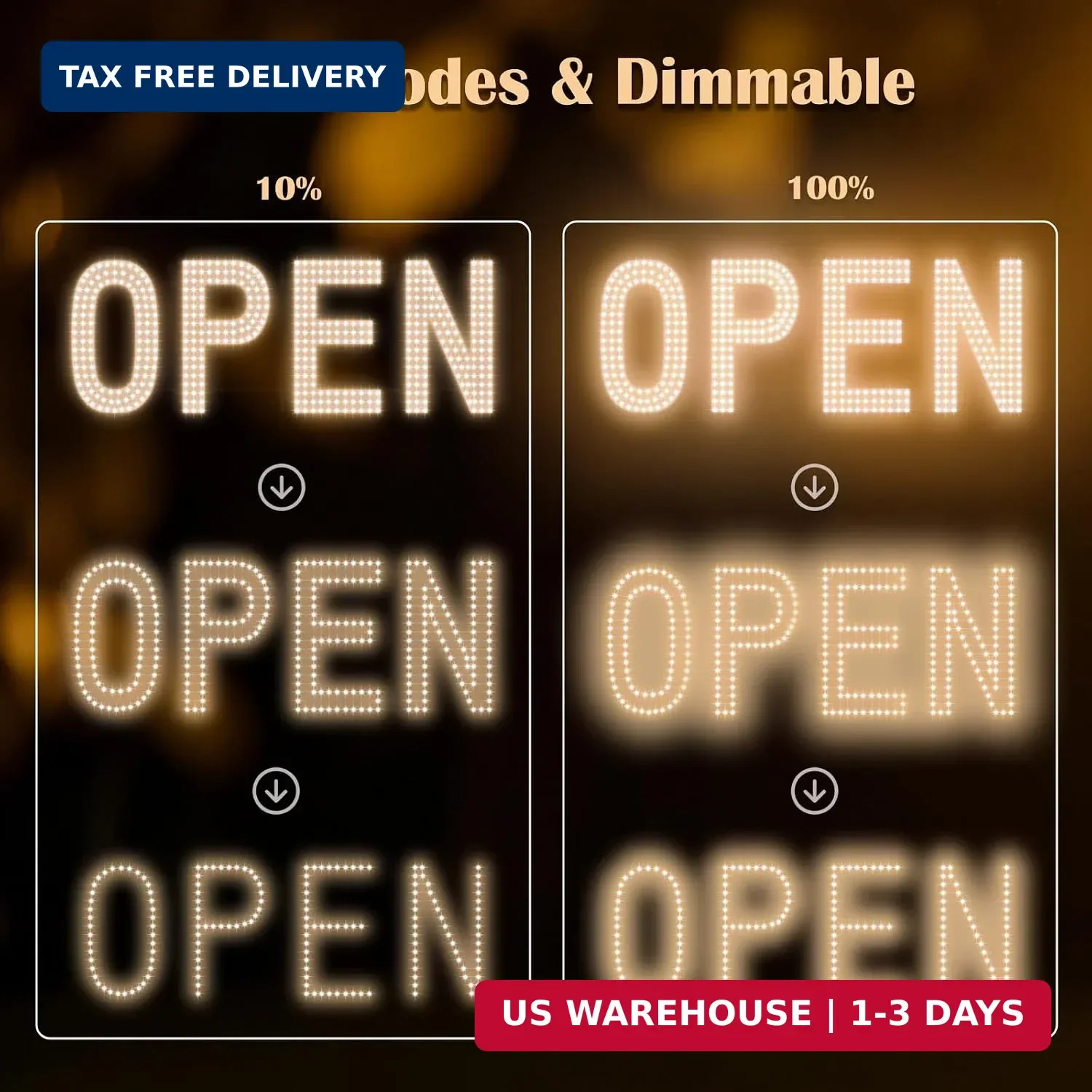 Open Signs for Business, 30&Prime;x10&Prime; Big & Bright Open Sign with Remote Control Dimm