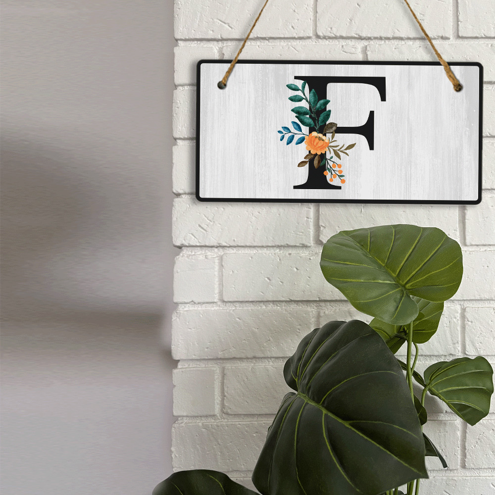 F Flower Decor 5×10 Hanging Wall or Door Sign | Alphabet Letter Room Decoration