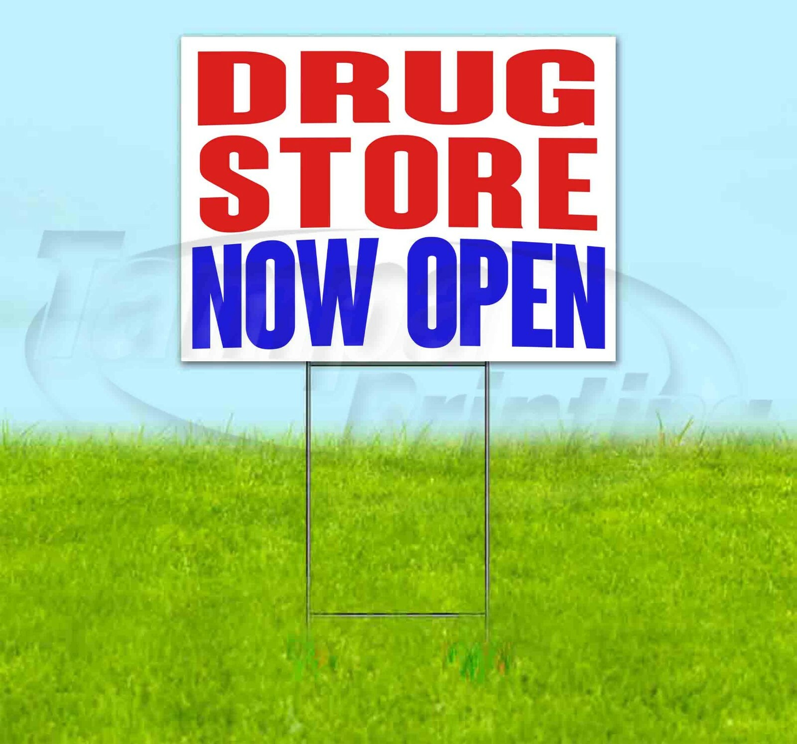 DRUG STORE NOW OPEN Yard Sign Corrugated Plastic Bandit Lawn Decoration USA