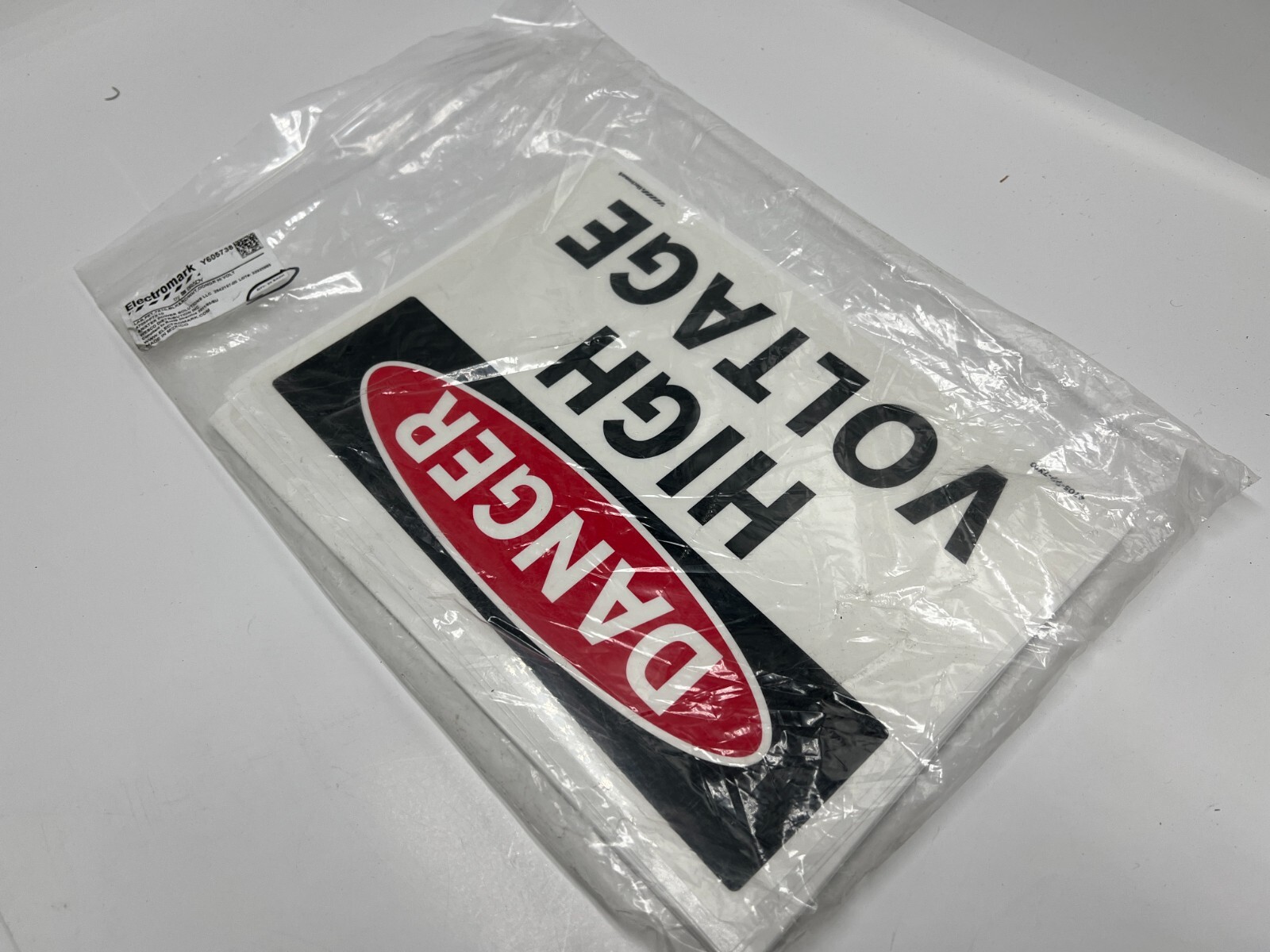 (QTY 25) Electromark 4705-PP-7X10 Black Red/White Danger High Voltage Label