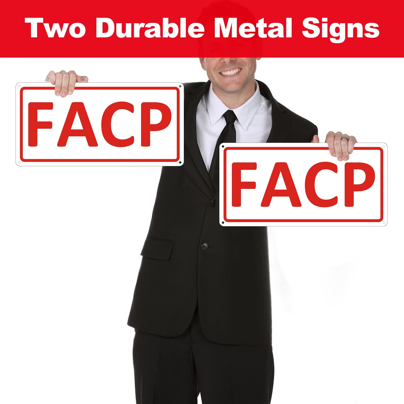 2 PCS FACP Fire Alarm Control Panel Sign 12×6 Inch Aluminum Reflective White