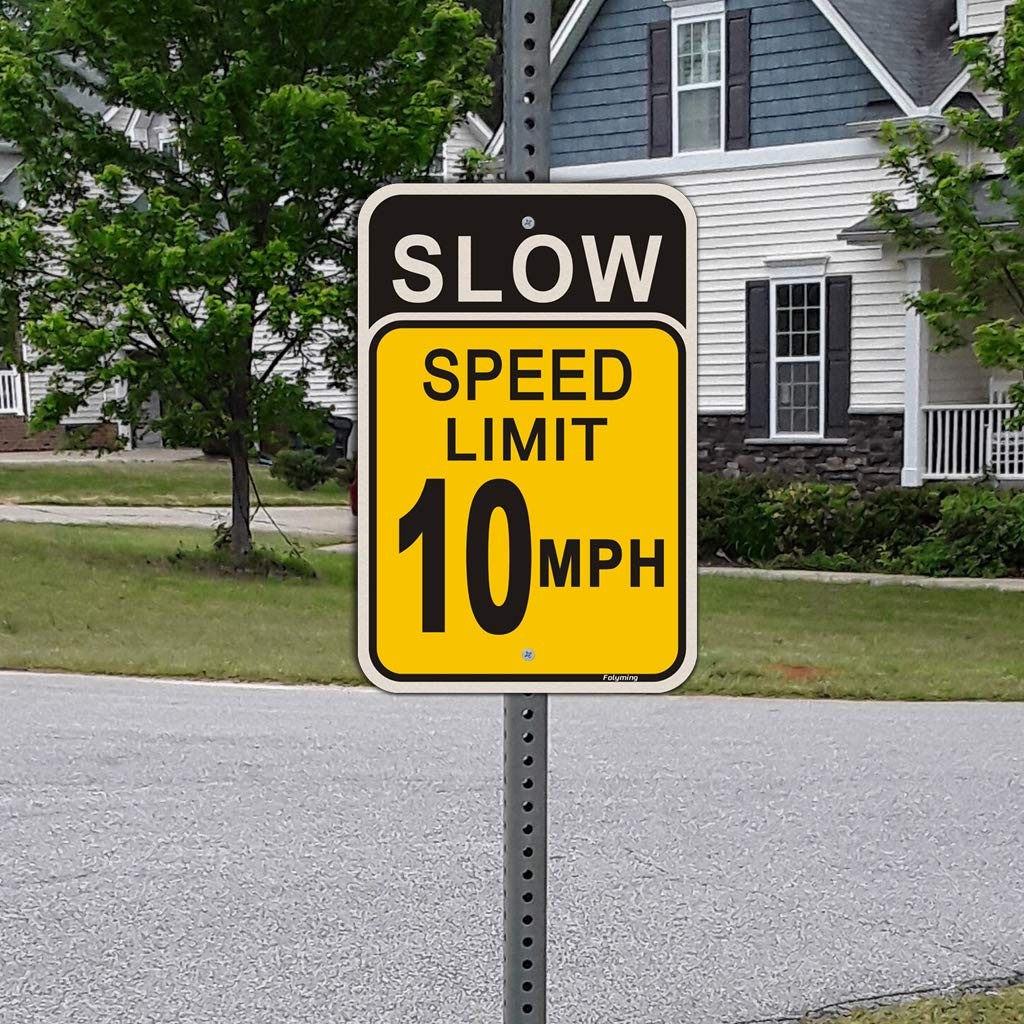 4 Pack Slow Speed Limit 10 MPH Sign 18×12 Engineer Grade Metal Reflective
