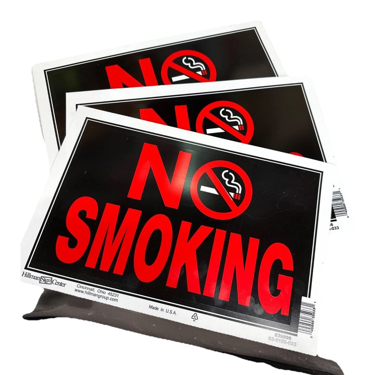 NO SMOKING SIGN 8&Prime; x 12&Prime; No Cigarette Symbol Plastic Hillman 839896 Set Of 3 {50
