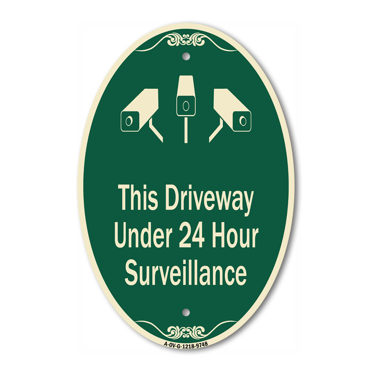 Designer Series Oval – This Driveway Under 24 Hour Surveillance With Graphics
