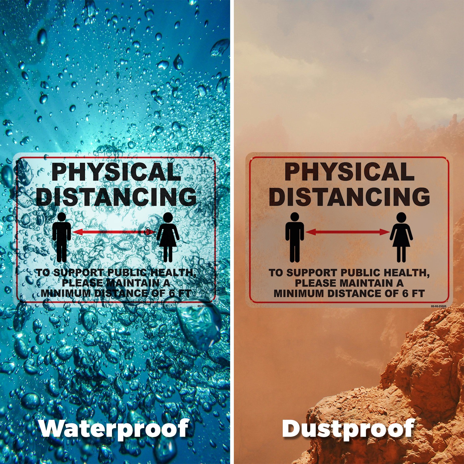 Physical Distancing To Support Public Health 6 Feet Public Safety Sign 5/10 Pack