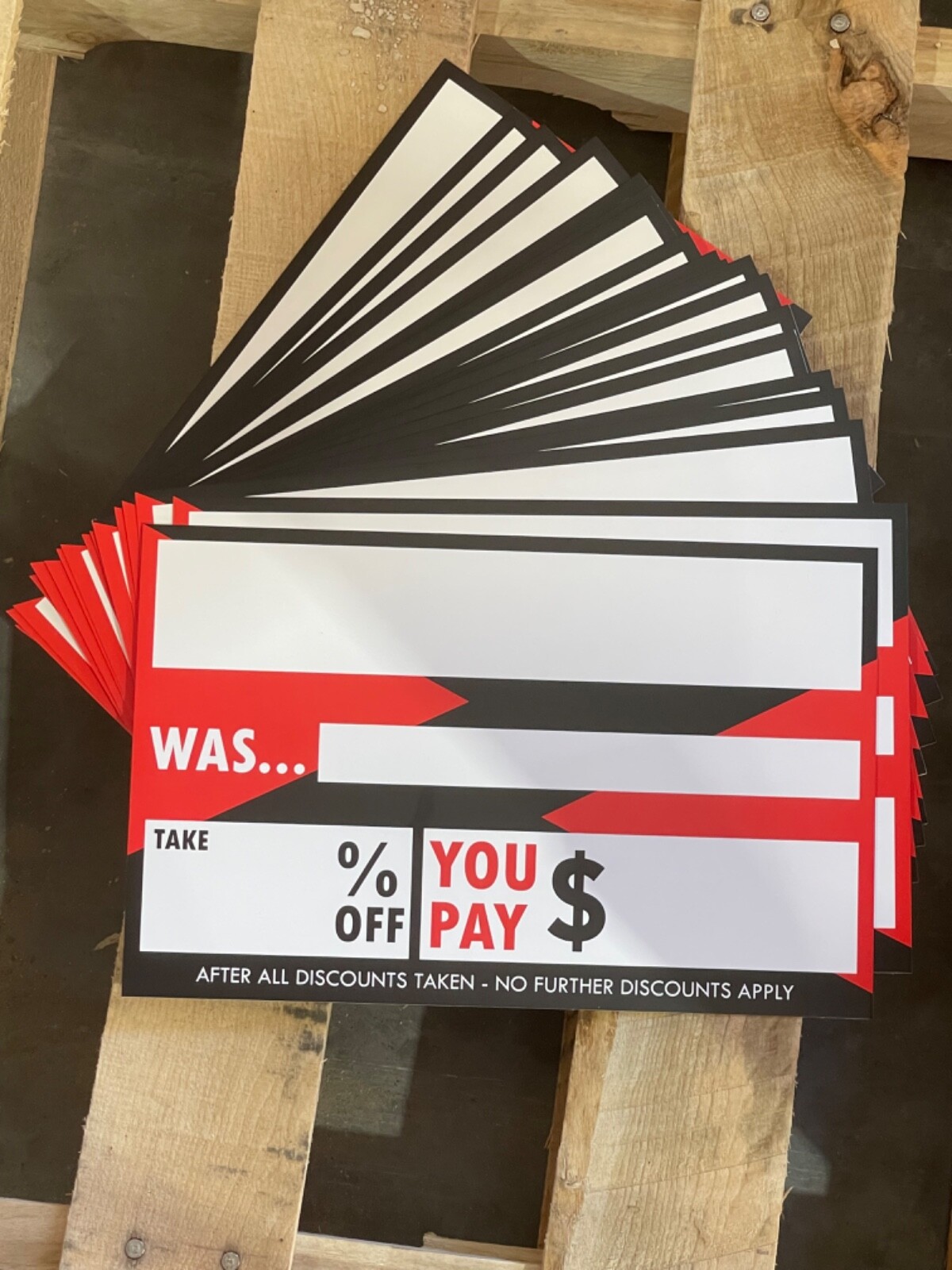 20 Pack 11” x 7” Retail Store Sale Topper Signs Was…_ Take _% Off You Pay $_