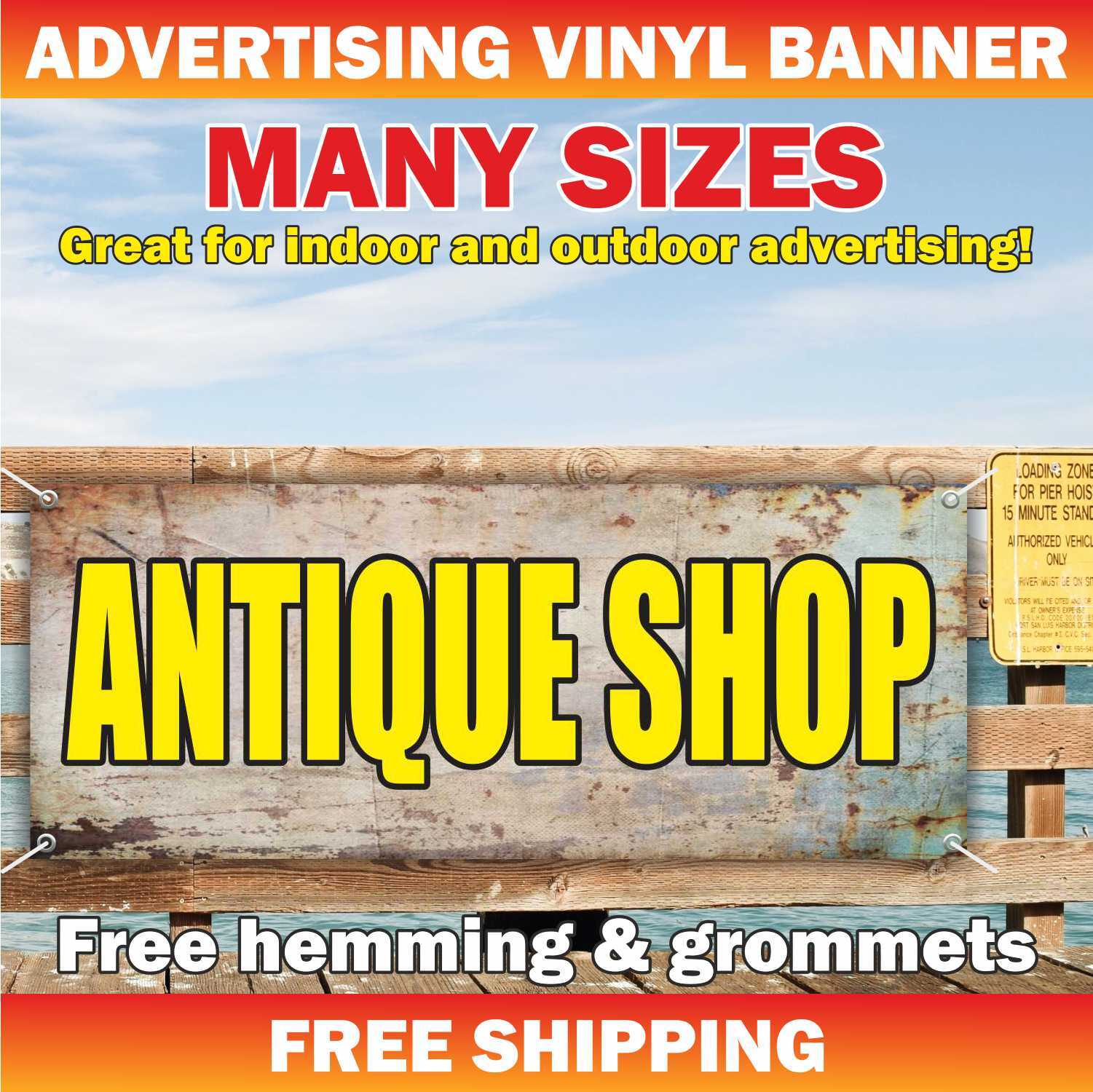 ANTIQUE SHOP Advertising Banner Vinyl Mesh Sign accessories coin collecting mall