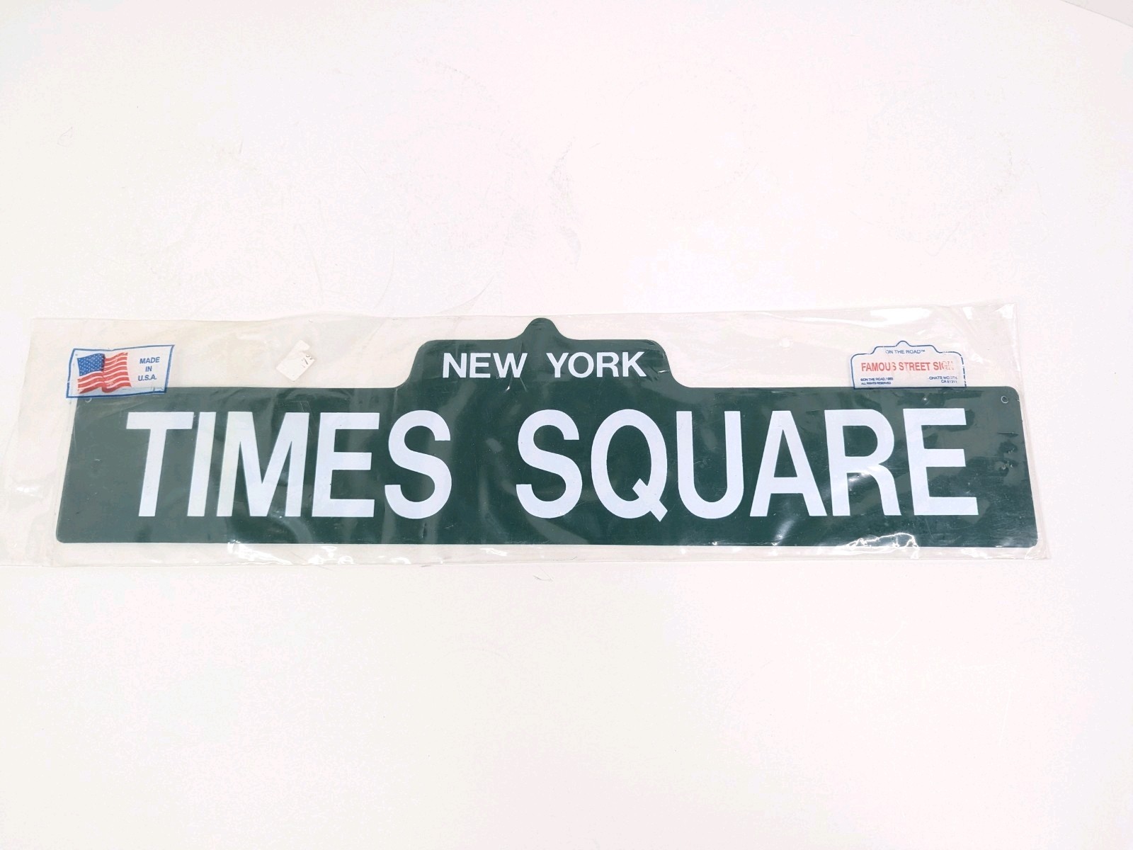 Times Square New York Street Sign Man Cave Décor Plastic Sign 4&Prime; x 18&Prime; Vtg USA