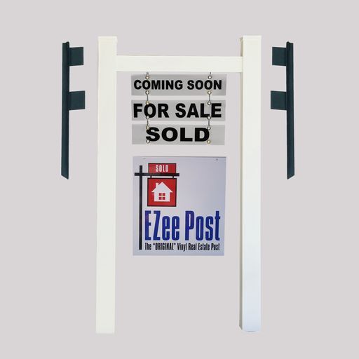 Real Estate Sign Post Kit Double Yard Sign Post w/ Stakes- White