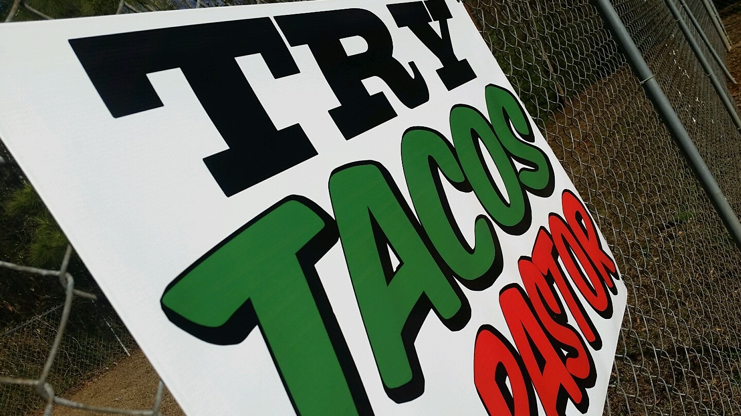 TRY TACOS AL PASTOR Banner Mexican Food Restaurant Open Shop Sign Display Poster