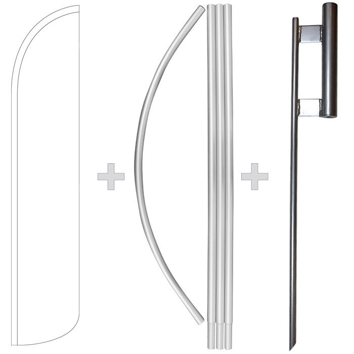 Solid White 15&prime; Tall Windless Swooper Feather Banner Flag & Pole Kit