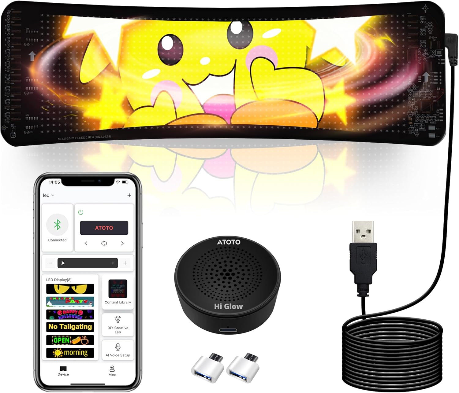 ATOTO 13.7 » Car LED Sign Light Programmable AI Voice Command & APP Control