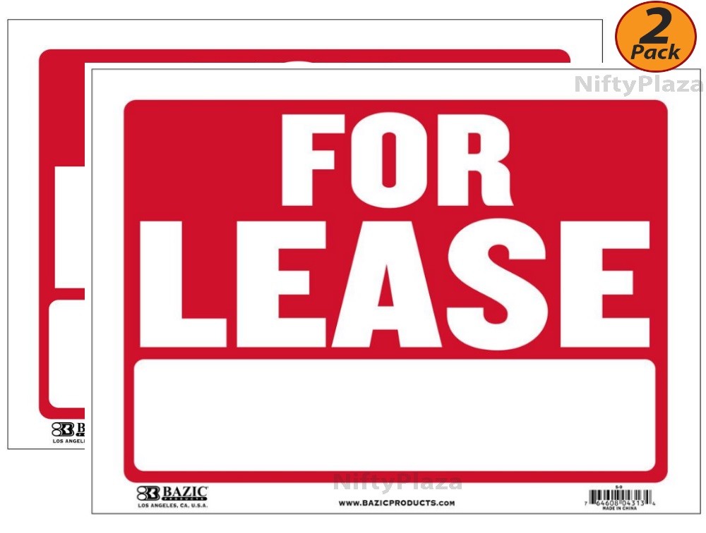 2 Pack – For Lease Sign, 9&Prime; X 12&Prime; , Durable Plastic, Weatherproof, FAST SHIP