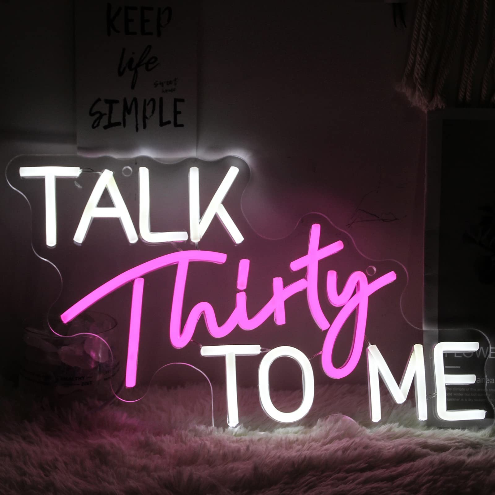 Talk Thirty To Me Neon Sign Dimmable 30th Birthday Neon Light Party Words Neo…