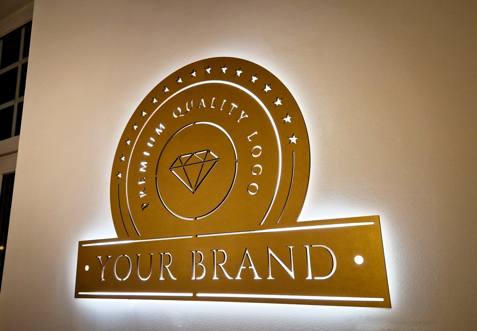 LED Wooden Logo Sign – YOUR BRANDING – Laser Cut Backlit Wall Logo for Business