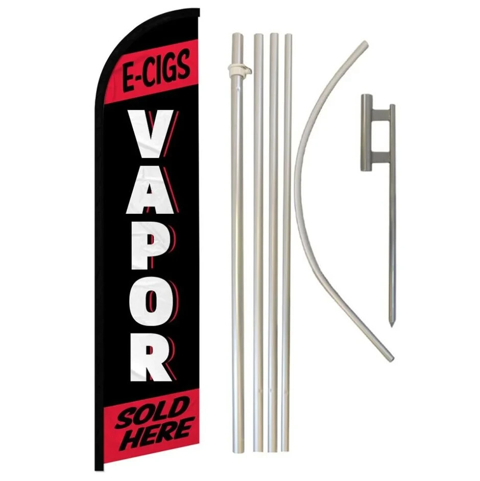 Vapor (Red & Black)Windless Advertising Banner Flag & Pole Kit