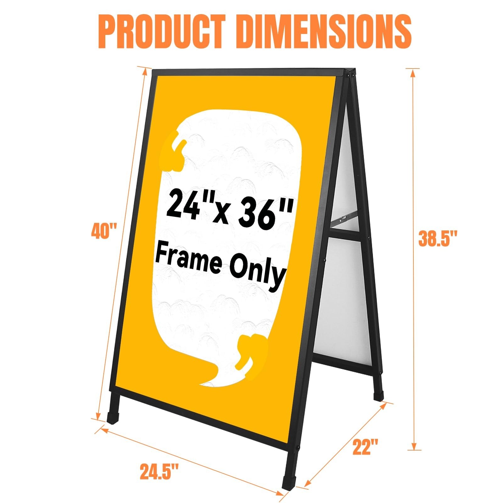 Heavy Duty A-Frame Sign 24×36 Inch Double-Sided Sidewalk Sign, Foldable Metal…