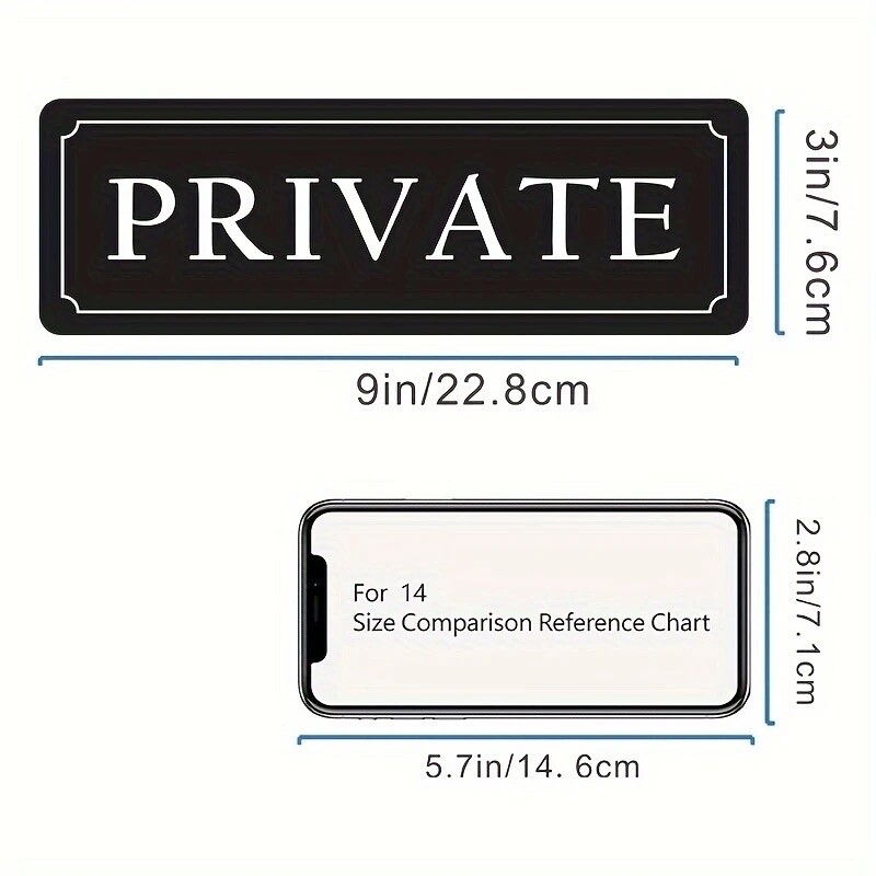 « PRIVATE » SIGN H. D. Durable Acrylic, Easy Stick-On for Home & Office Use 3&Prime;X 9&Prime;