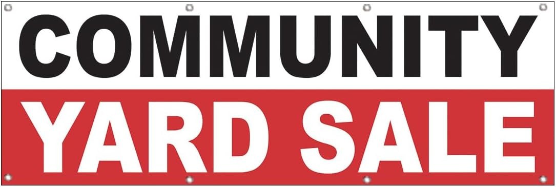 2×6 Feet COMMUNITY YARD SALE Banner Sign Polyester Fabric w/ Grommets wrb