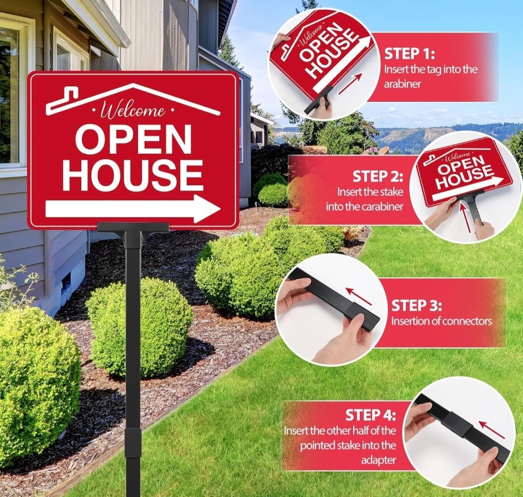 4 Pack Open House Signs for Real Estate DoubleSided Aluminum Signs 15.7&Prime; x11.8&Prime;