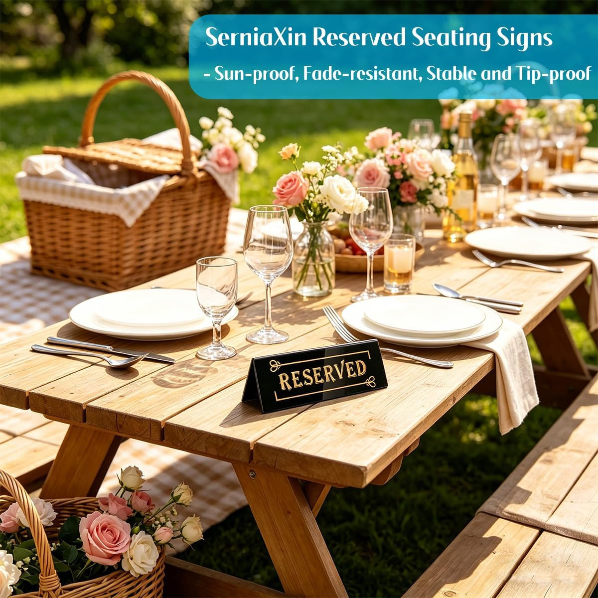 10PCS Acrylic Reserved Table Signs – 6X2X1.6 in Table Tent – Double-Sided, Water