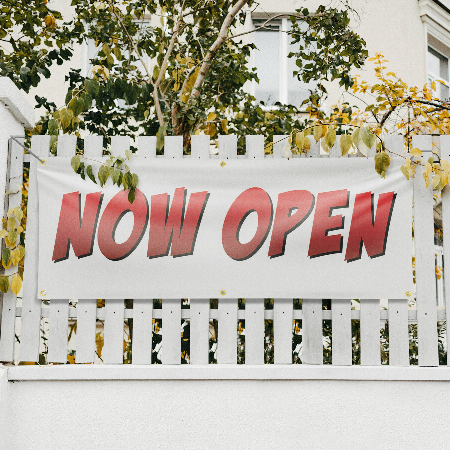 Now Open 13 oz Vinyl Banner Sign with Metal Grommets Heavy-Duty Single-Sided