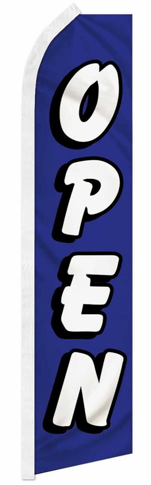 Open Blue White 2.5&rsquo;x11.5&prime; Advertising Polyester Swooper Feather Super Flag