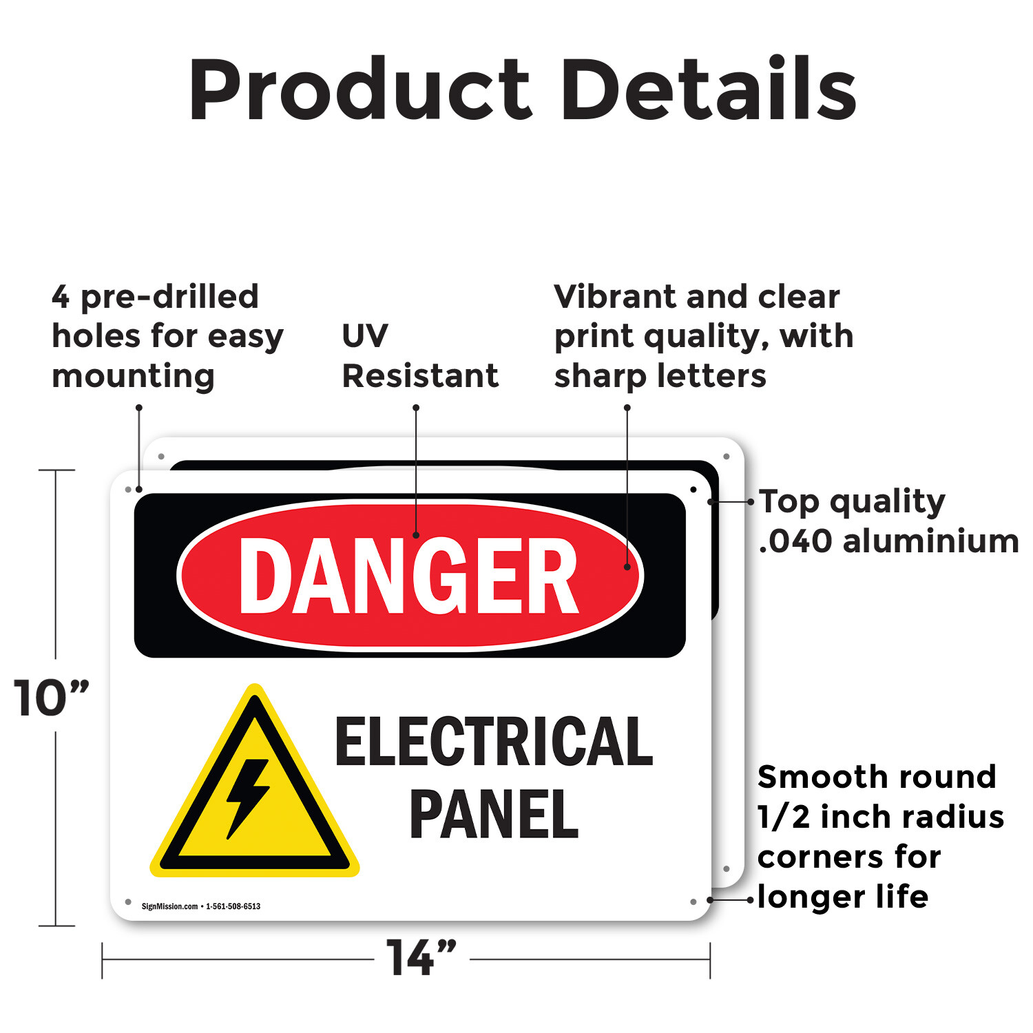 (2 Pack) Electrical Panel OSHA Danger Sign Decal Metal Plastic