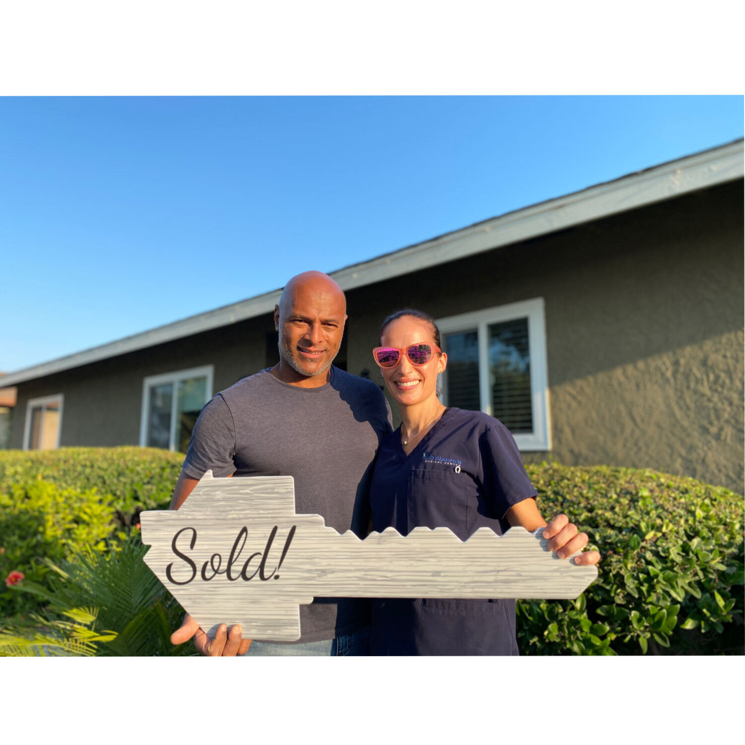 Real Estate Key Shaped Prop Sold Sign | Double Sided | Social Media Realtor Prop