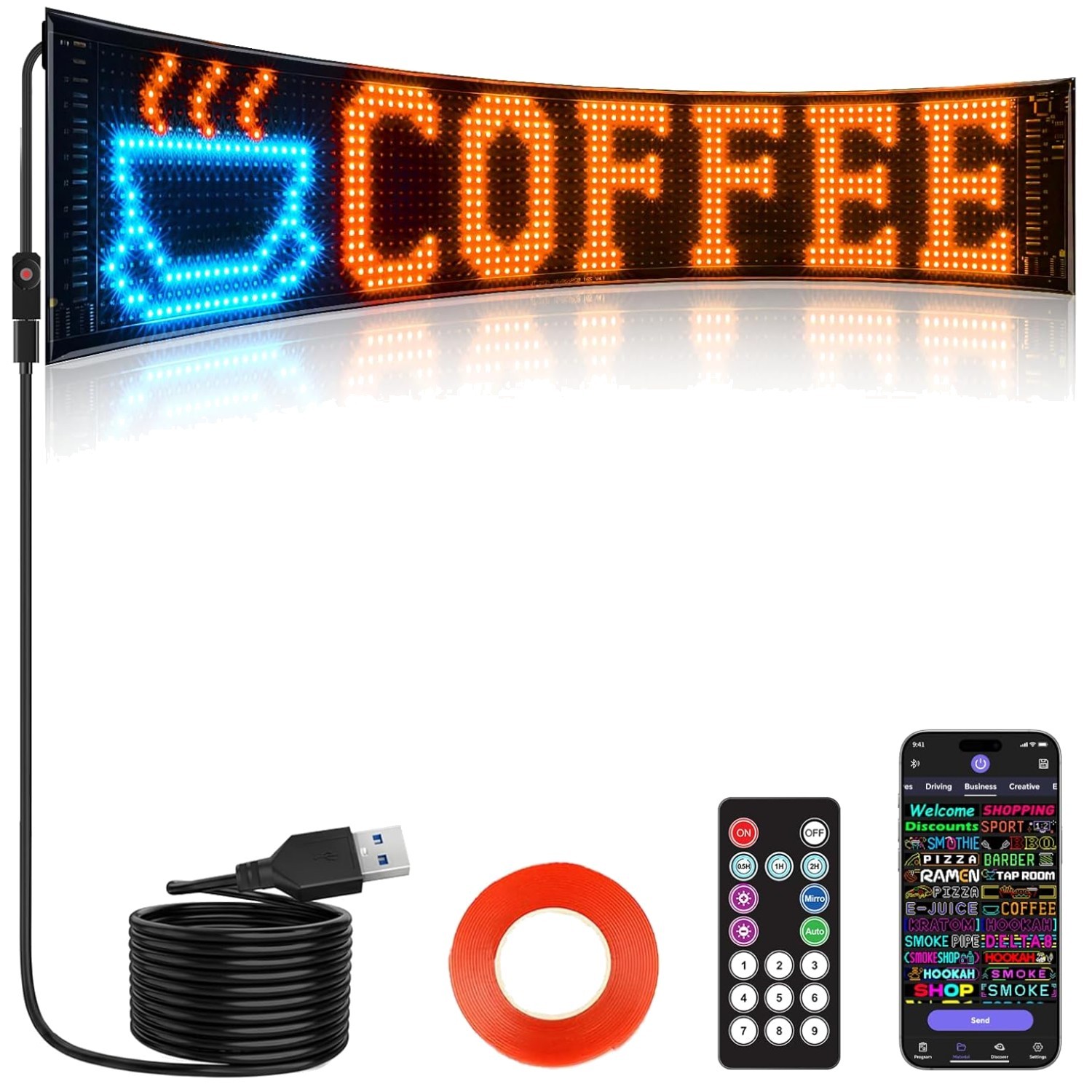 Colorful Scrolling LED Sign, Bluetooth Control, 23 »x5 »
