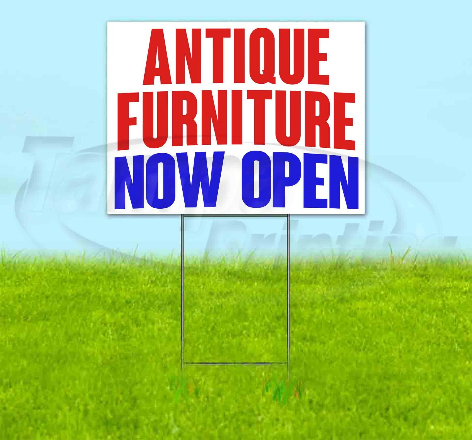 ANTIQUE FURNITURE NOW OPEN Yard Sign Corrugated Plastic Bandit Lawn Decorations