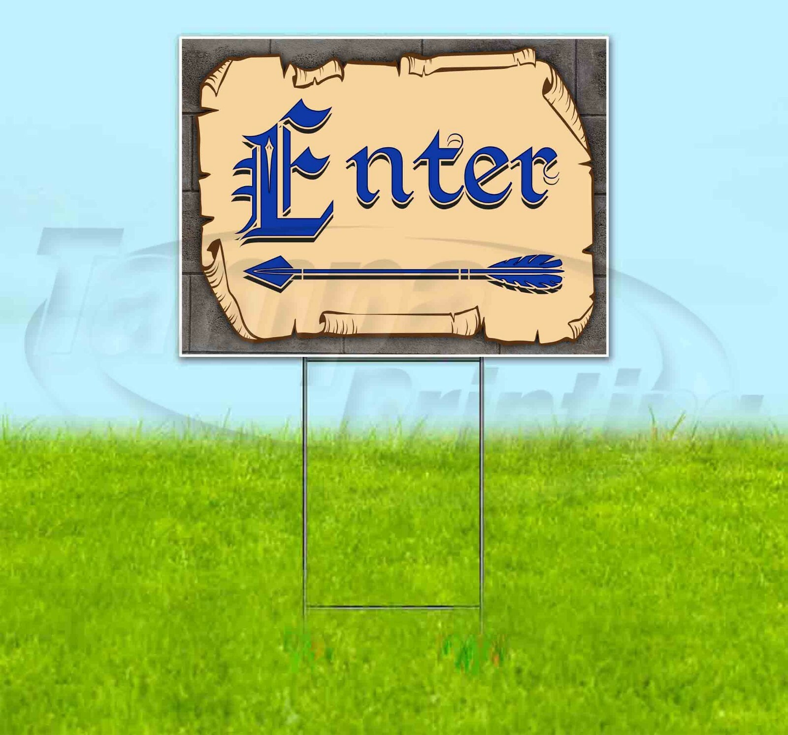 ENTER ARROW 18×24 Yard Sign Corrugated Plastic Bandit Lawn Business USA MEDIEVAL