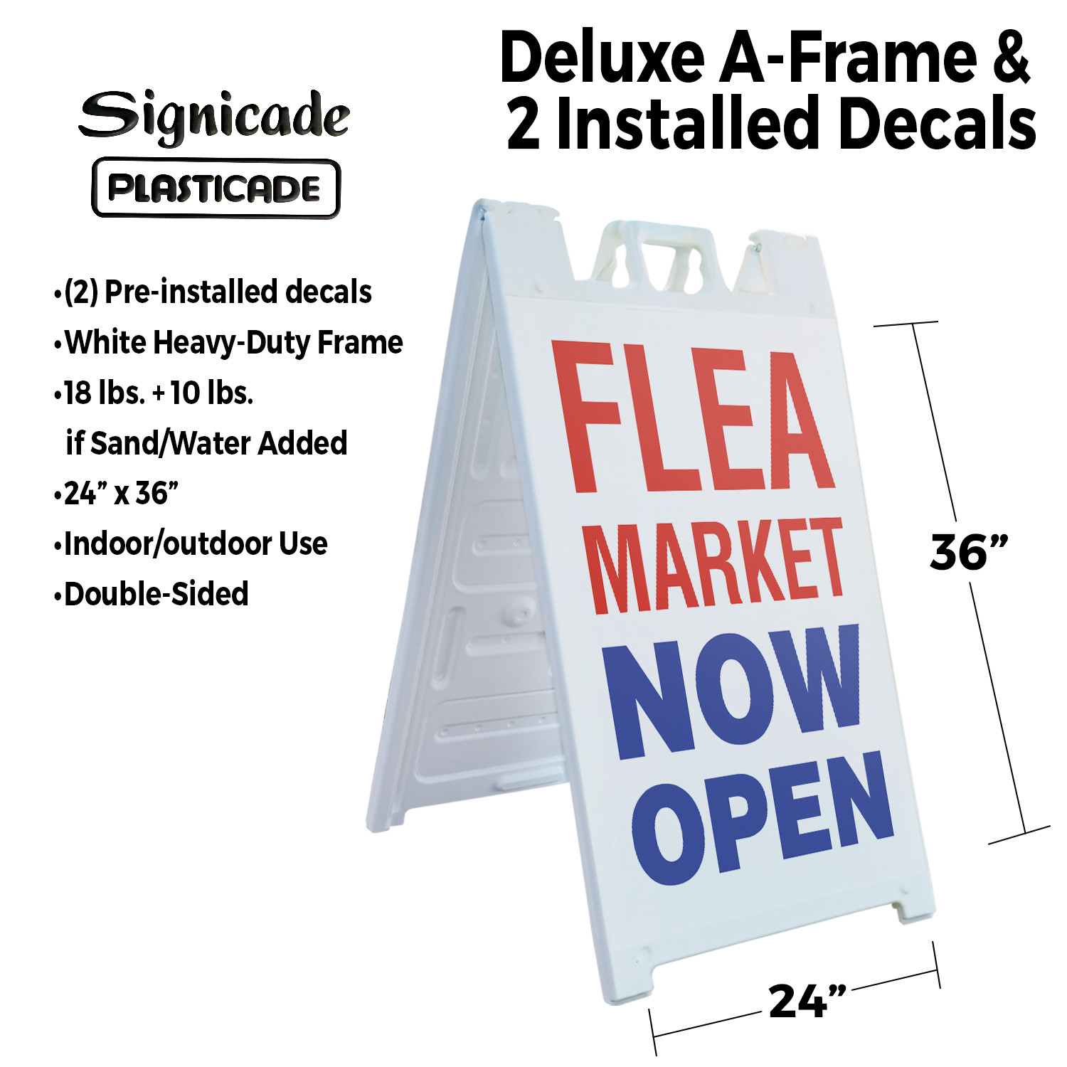 Flea Market Now Open Heavy Duty A-Frame Sidewalk Sign Grand Opening Local