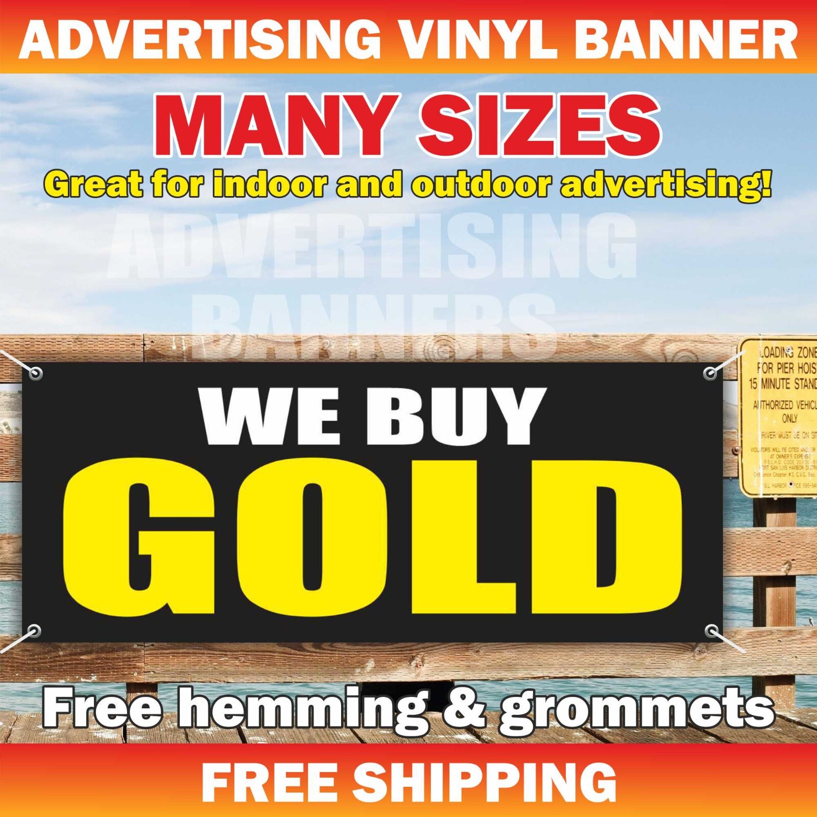 WE BUY GOLD Advertising Banner Vinyl Mesh Sign pawn shop cash Jewelry Silver