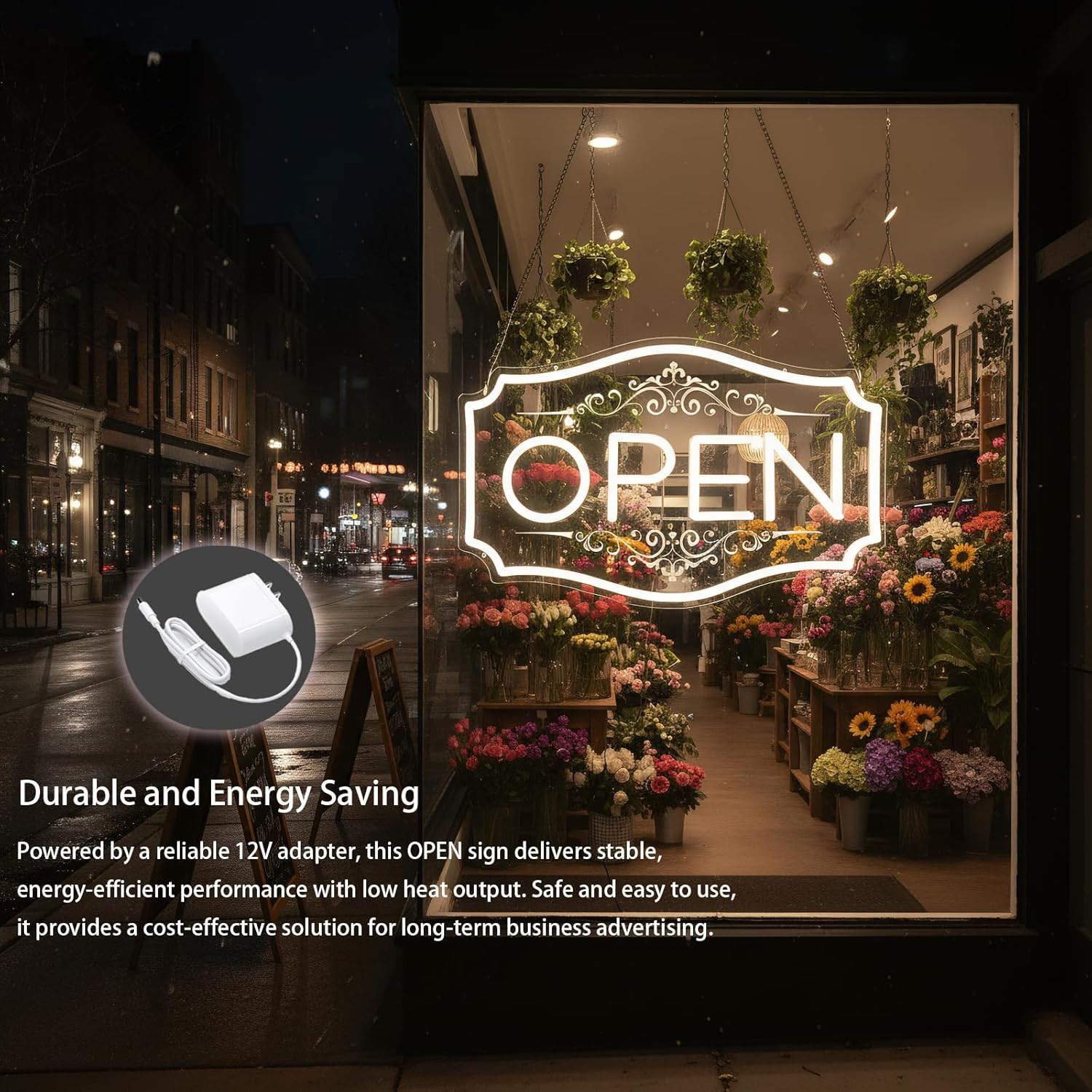 Open Sign for Business, LED Dimmable Neon Open Sign with 12V/2A Adapter, 16.5&Prime; X