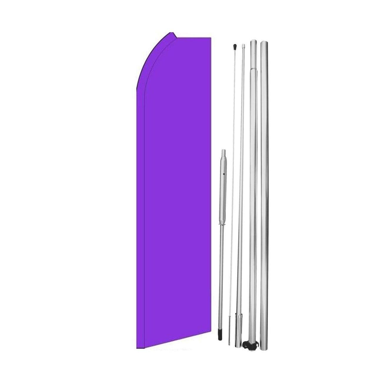 Purple Solid Color Swooper Flutter Feather Flag | 3ft W x 11.5ft Tall