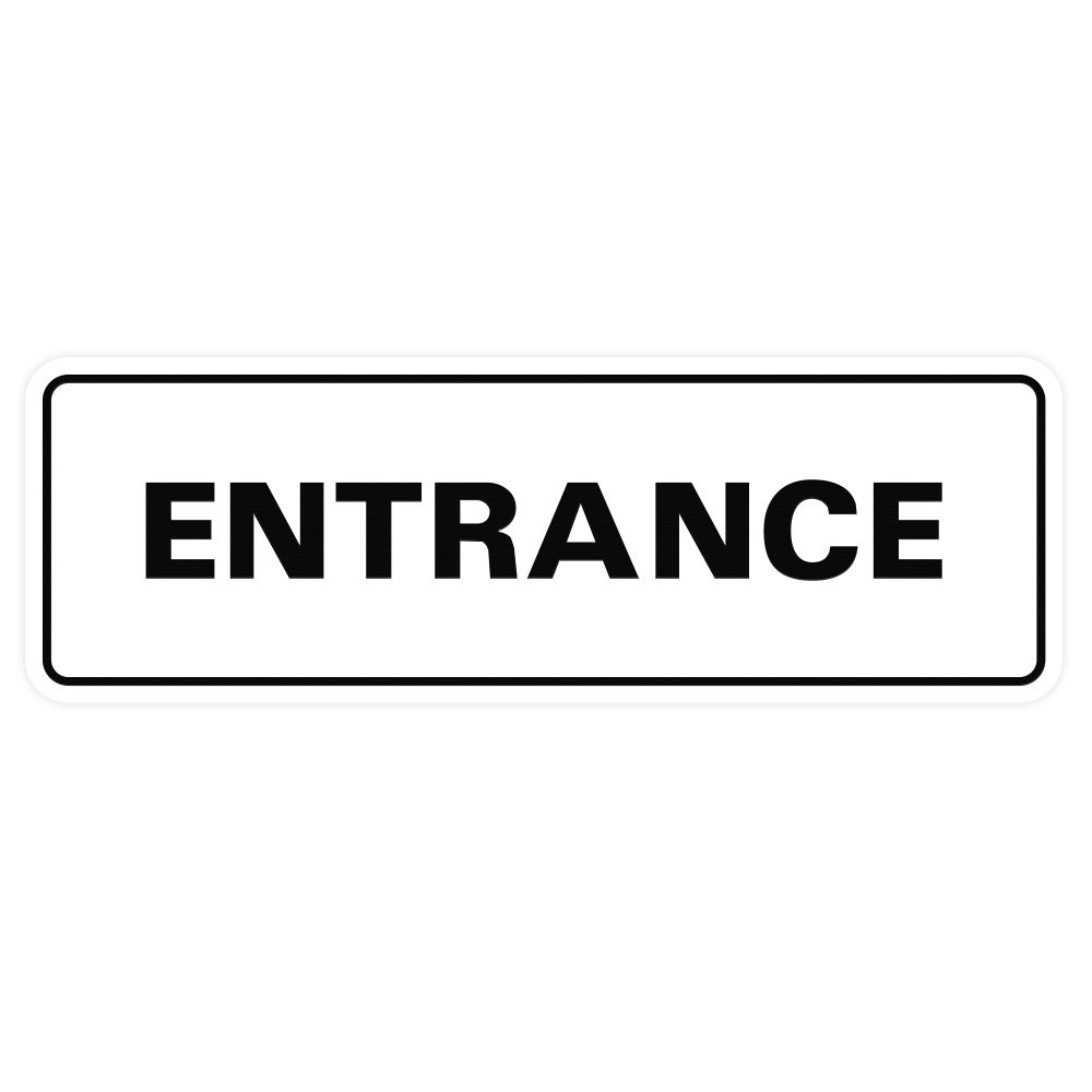 Standard Entrance Door Wall Sign Business Store Office Plaque White Large